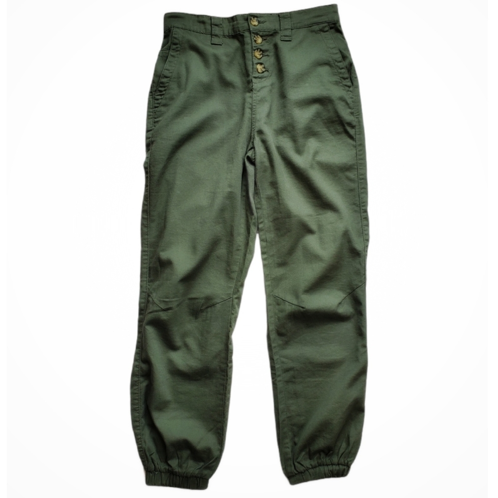 Vanilla Star Olive Utility Button Front Joggers - image 1